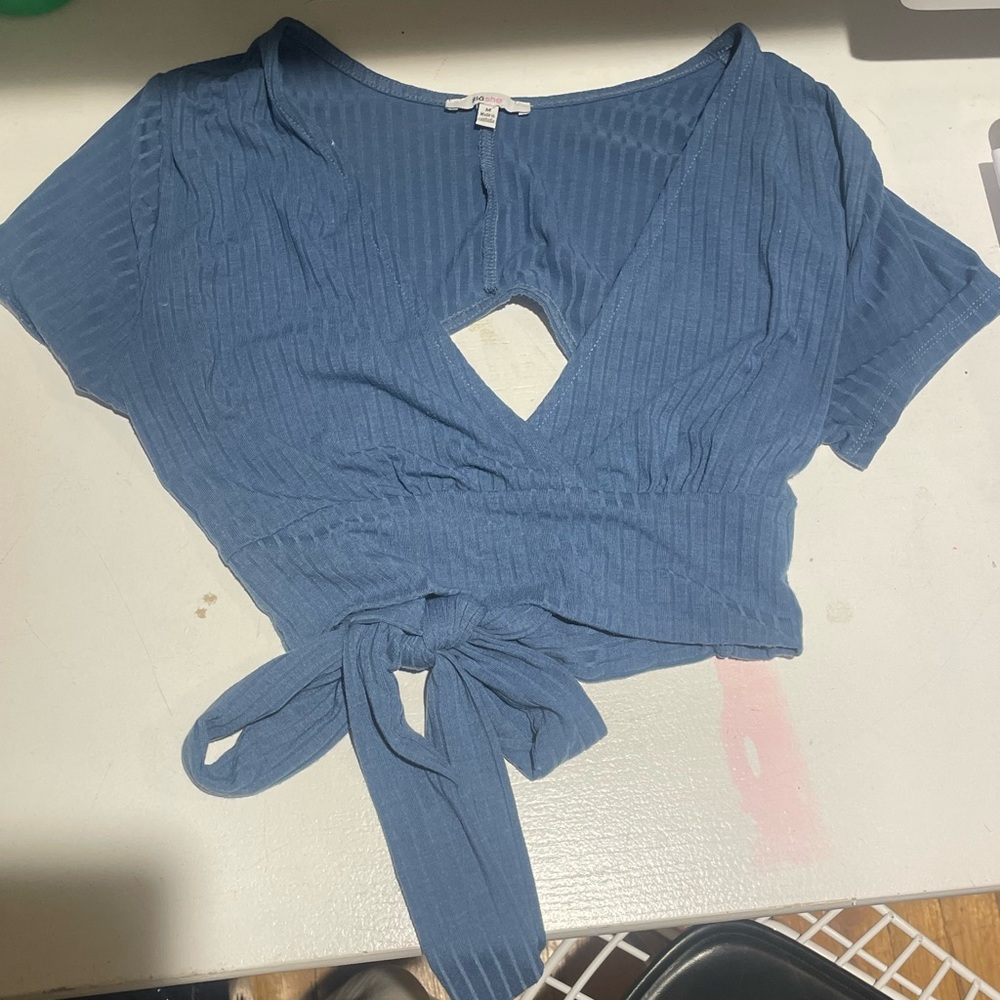 Blāshe Blue Crop top; cut out back: Size Small